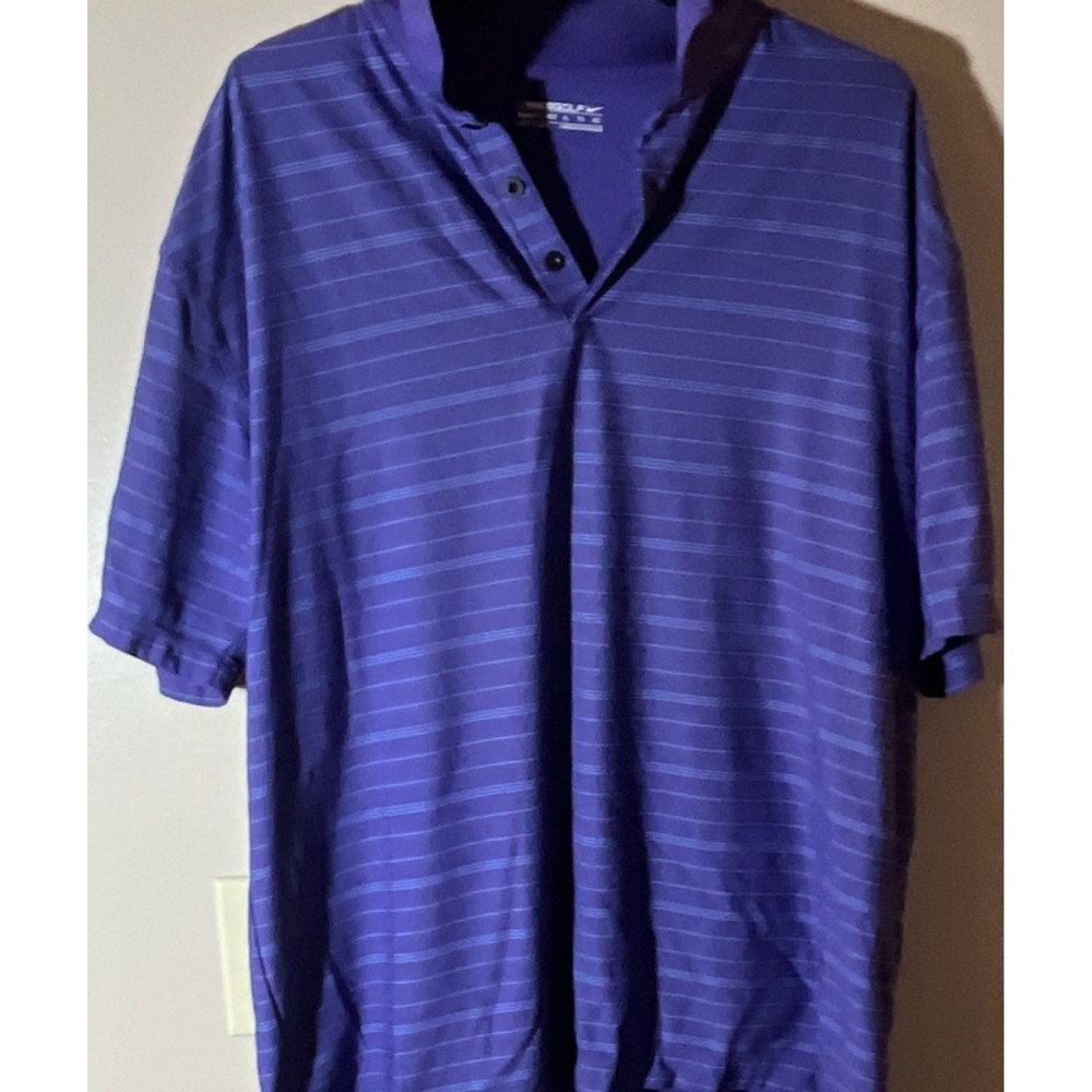 Nike Golf FitDry Men's XL Purple Striped Moisture Wicking Polo Embroidered